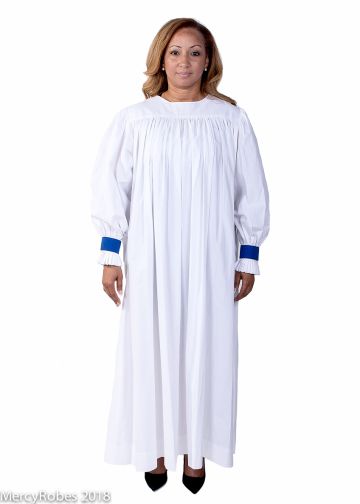 Womens White Rochet With Royal Blue Cuff Bands