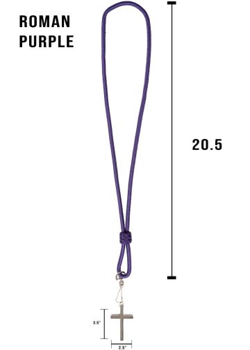 Roman Purple Clergy Cord (41") with Silver Cross