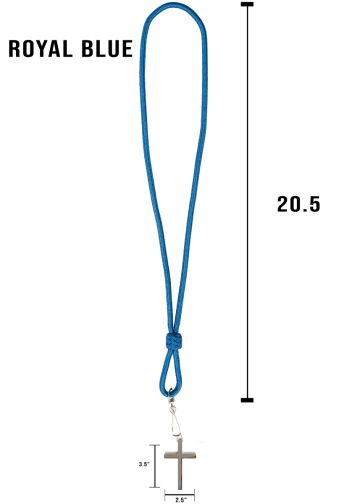 Royal Blue Clergy Cord (41") with Silver Cross