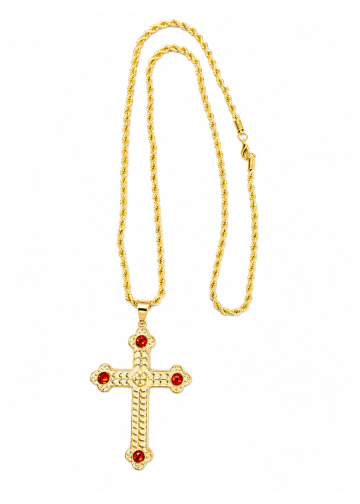 Pectoral Cross With Rope Chain Sbats005 (G Red)