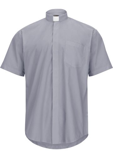 Mens Short Sleeves Tab Collar Clerical Shirt (Light Grey)