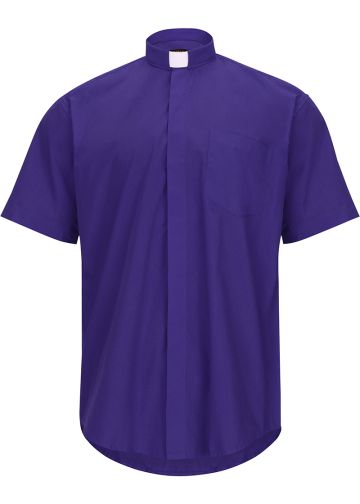 Mens Short Sleeves Tab Collar Clerical Shirt (Roman Purple)