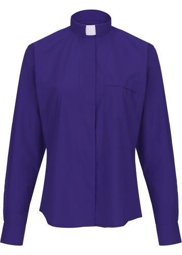 Womens Long Sleeves Tab Collar Clergy Shirt (Roman Purple)