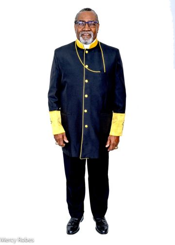 Mens Clergy Short Robe Style Jacket Style 202305 (Black/Gold)
