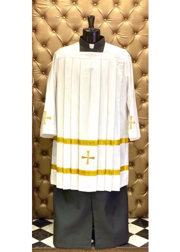 Womens Square Neck Short Surplice With Gold Lace