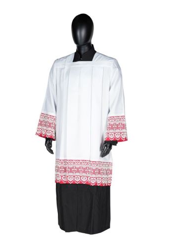 Surplice With Lace Style SUR1025 (White/Red)