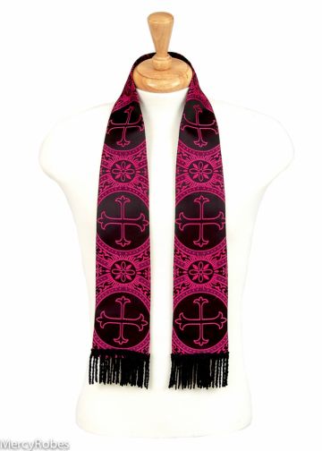 Short Visitation Stole (Black-Fuchsia LT)