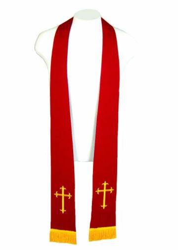 Reversible Long Stole Ch003 (Red-Gold/Roman Purple)