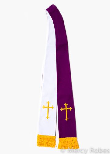 Short Reversible Visitation Stole (Purple/White)