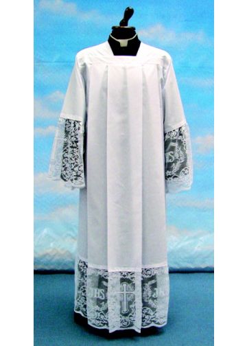 White Long Alb Surplice With Ihs Lace