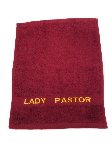 Preaching Hand Towel Lady Pastor (Burgundy/Gold)