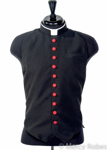 Tonsure Collar Clergy Rabat (Black/Red)