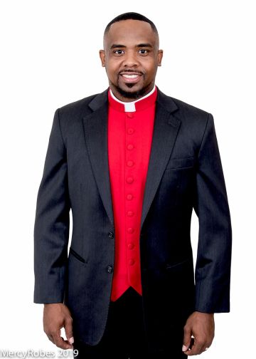 Tonsure Collar Clergy Rabat With Back Strap (Red)
