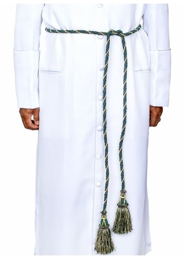 Two Tone Clergy Cincture Cord (Green/Gold)