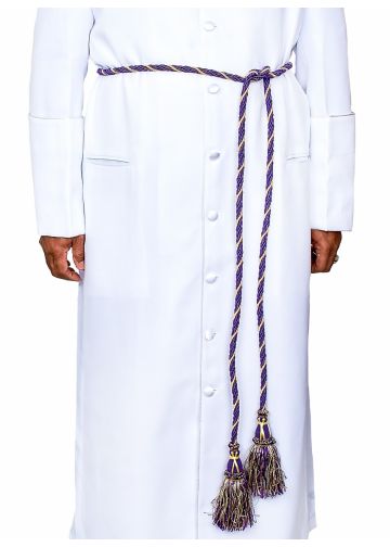 Two Tone Clergy Cincture Cord (Purple/Gold)