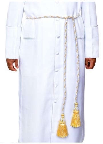 Two Tone Clergy Cincture Cord (White/Gold)