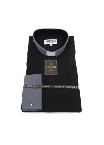 Two Tone Long Sleeve French Cuff Tab (Black/Grey)