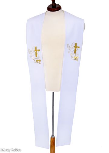 Wedding Stole Style 112023 (White/Gold)