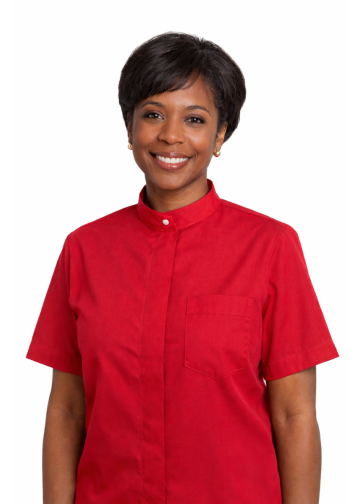 Womens Short Sleeves Roman Collar Clergy Shirt (Red)