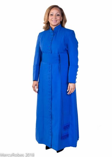 Womens Aw 33 Button Cassock Robe With Band Cincture (Royal Blue)