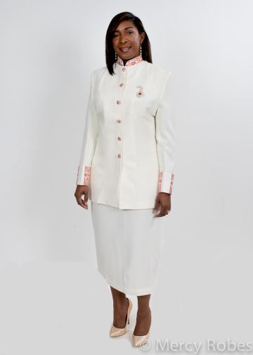 Womens Clergy Jacket With Skirt Style LC010 (Cream/3Rd Red Gold LT)