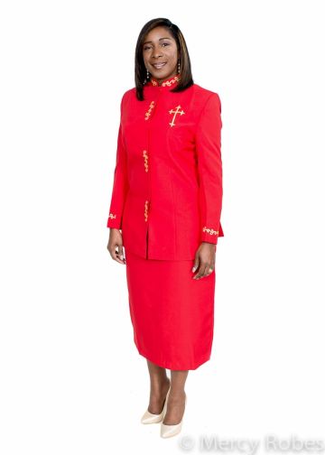 Womens Clergy Jacket With Skirt Style LC022 (Red/Gold)