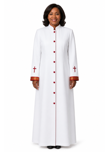 Womens Clergy Robe Style LR102 (White/Red-Gold)