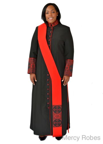 Womens Robe Style Lro22025 (Black/Black-Red LT) With Side Stole