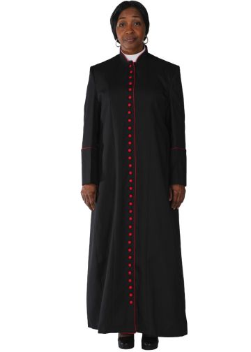 Womens Robe Style Lr (33) Button (Black/Red)