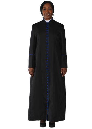 Womens Robe Style Lr (33) Button (Black/Royal Blue)