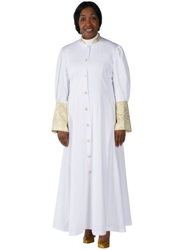 Womens Robe Style LRN271 (White Twill/Gold LT)