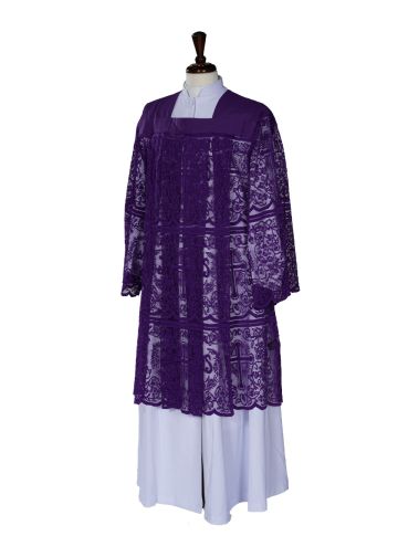 Womens Short IHS Full Lace Surplice Style SUR1027 (Roman Purple)