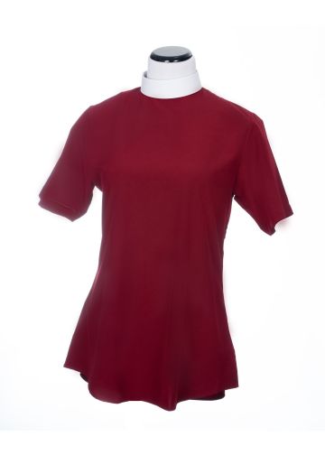 Womens Short Sleeves Clergy Blouse (Burgundy)