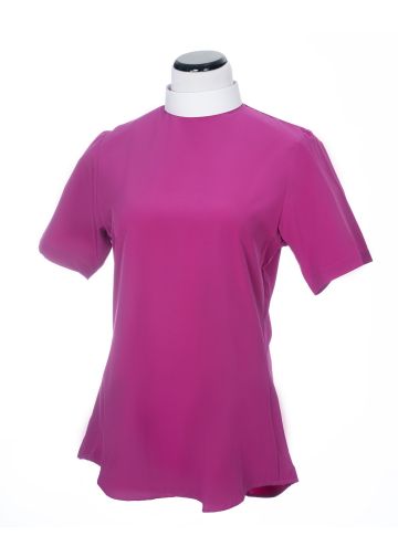 Womens Short Sleeves Clergy Blouse (Fuchsia)