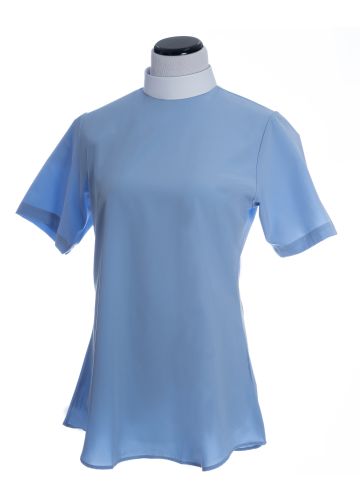 Womens Short Sleeves Clergy Blouse (Light Blue)