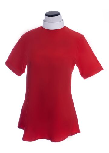 Womens Short Sleeves Clergy Blouse (Red)