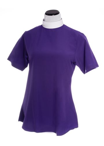 Womens Short Sleeves Clergy Blouse (Roman Purple)