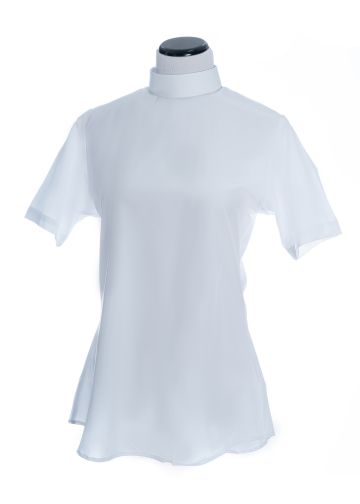 Womens Short Sleeves Clergy Blouse (White)