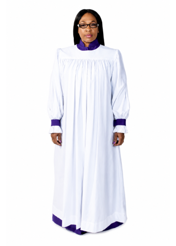 Womens White Rochet With Roman Purple Cuff Bands