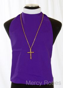 Clergy Roman Rabat Purple With Fabric Attached Collar