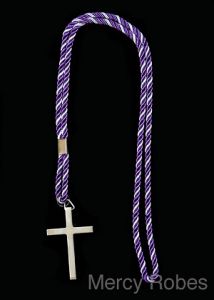 TWO TONE PURPLE/SILVER CORD WITH CROSS