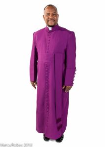 QUICK SHIP 33 BUTTON CLERGY ROBE (RED PURPLE) WITH BAND CINCTURE (01)