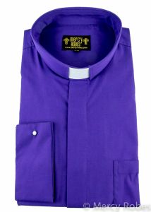 Mens Long Sleeve French Cuff Tab Collar Clergy Shirt (Roman Purple)
