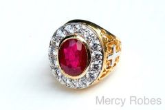 MENS BISHOP RING STYLE MERCY2014 (G R)  (RED RUBY) 