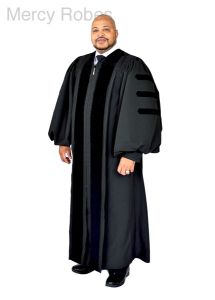 Pulpit Robe Style 01 (Black With Doctoral Bars)