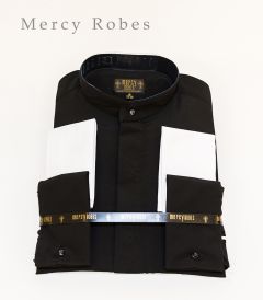 Mens Long Sleeve Roman Pontiff Full Collar Shirt (Black)