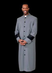 Clergy Robe Style Bnd149 2 Pleat (Grey/Black)