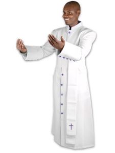 CLERGY ROBE STYLE BPA101 (CREAM/PURPLE) WITH BAND CINCTURE