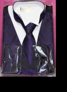 4 Pcs Liturgical Fabric Clergy Vest Set (Black/Purple)