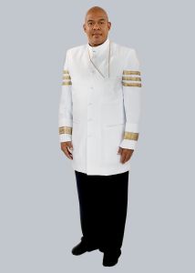 MENS CLERGY JACKET STYLE CJN125 (WHITE/GOLD) WITH BARS 